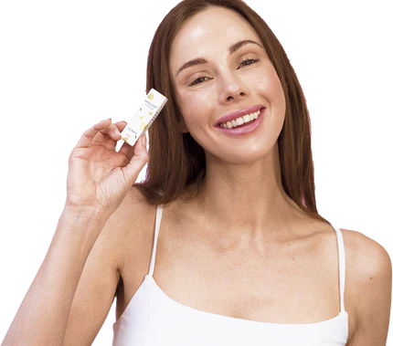 girl holding arnica lip balm